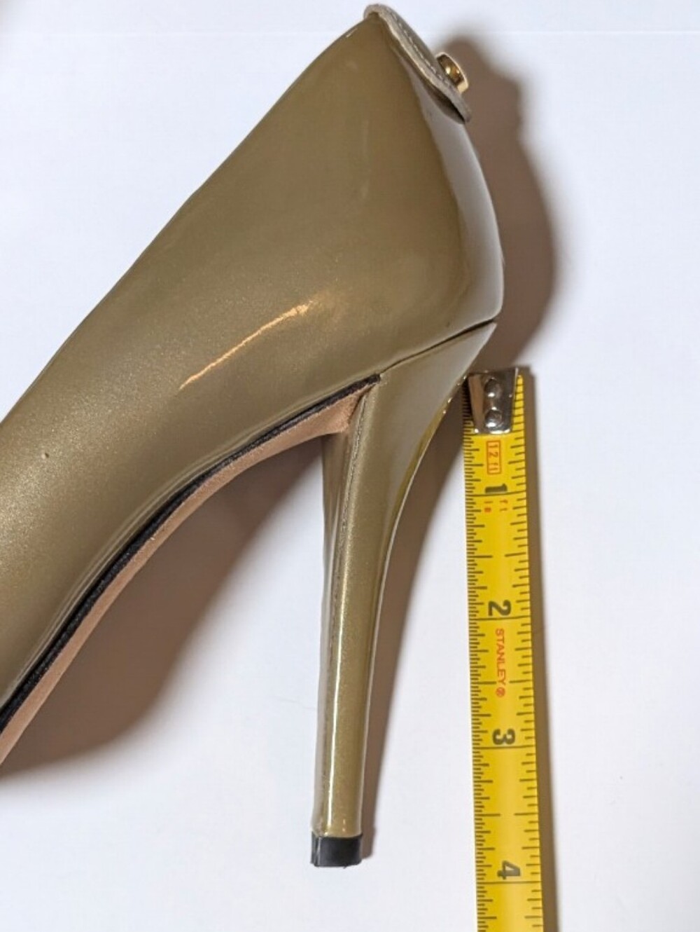 STUART WEITZMAN Bronze Patent Leather Peep Toe Pumps Sz 9M Designer Y2K - Picture 8 of 8